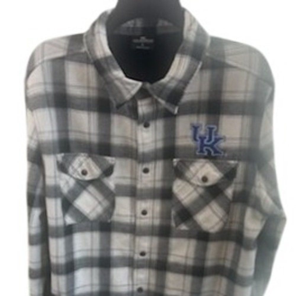 Colosseum Kentucky Wildcats Logo Flannel Shirt Mens Plaid Button Up Size Large - Picture 3 of 8